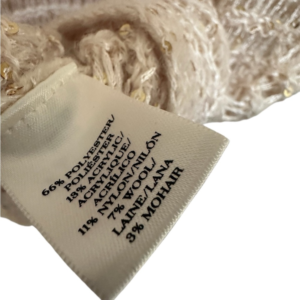 Ann Taylor Cream Sheer Knit Sweater w/ Gold Embellishments in Women’s Medium - Picture 8 of 8